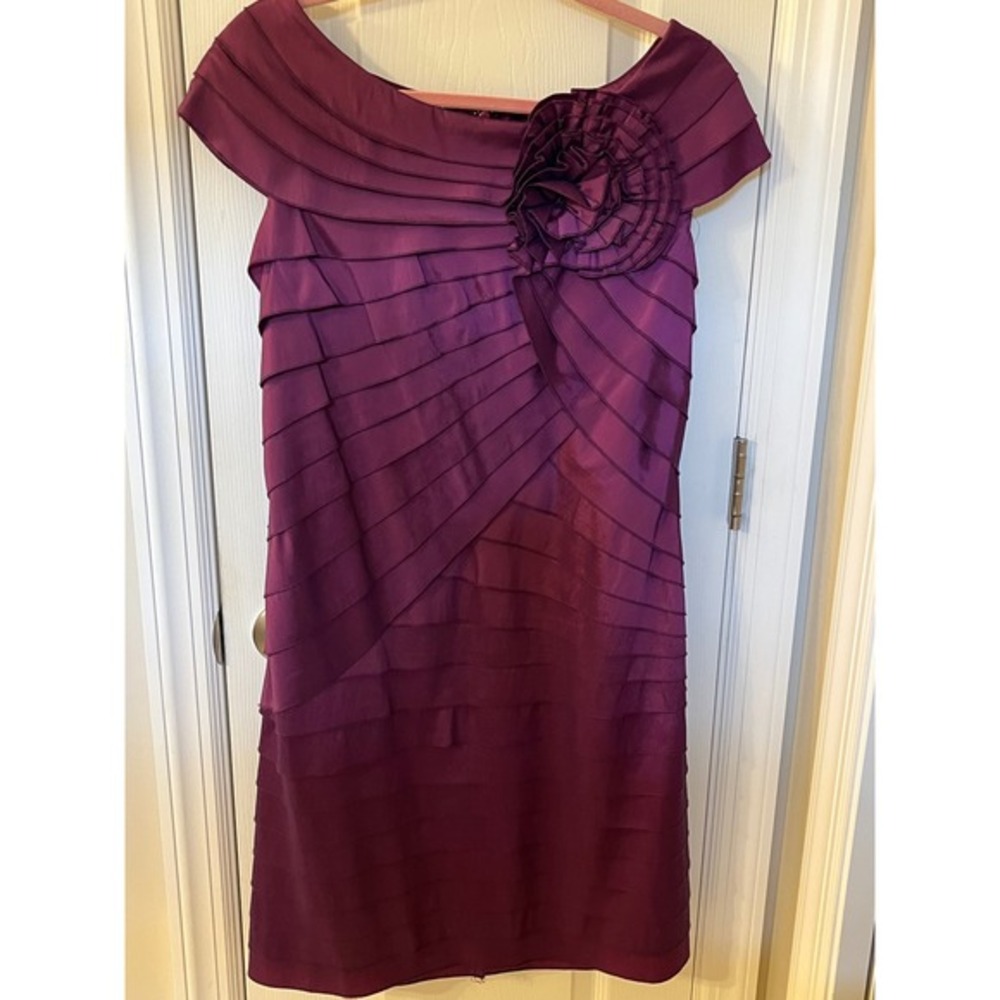 Cartise Women's Purple Dress Cocktail Party Layered Ruffle Flower Detail